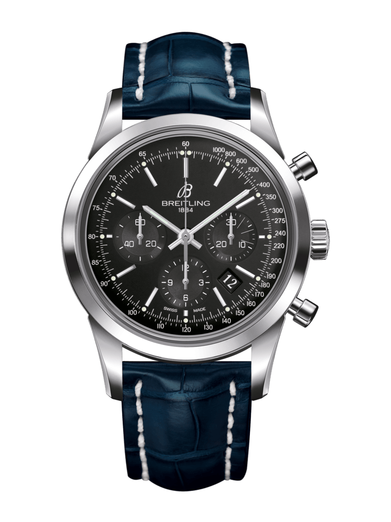 Breitling AB015212/BA99/731P/A20BA.1 : Transocean Chronograph Stainless Steel / Black / Croco / Pin