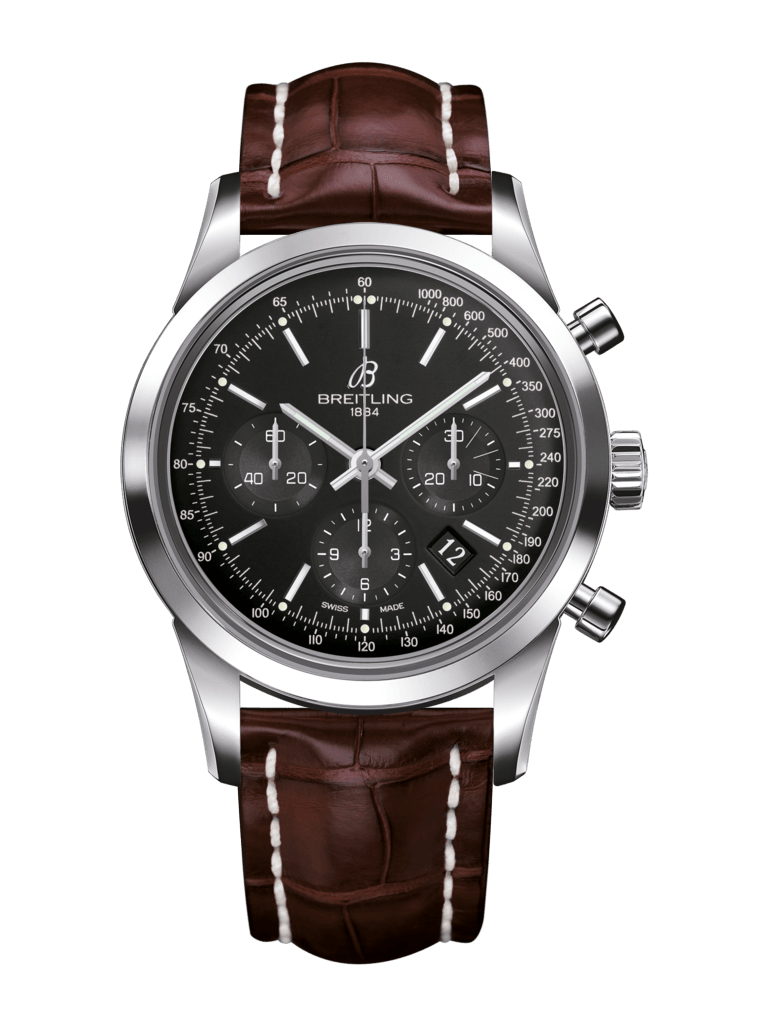 Breitling AB015212/BA99/739P/A20BA.1 : Transocean Chronograph Stainless Steel / Black / Croco / Pin