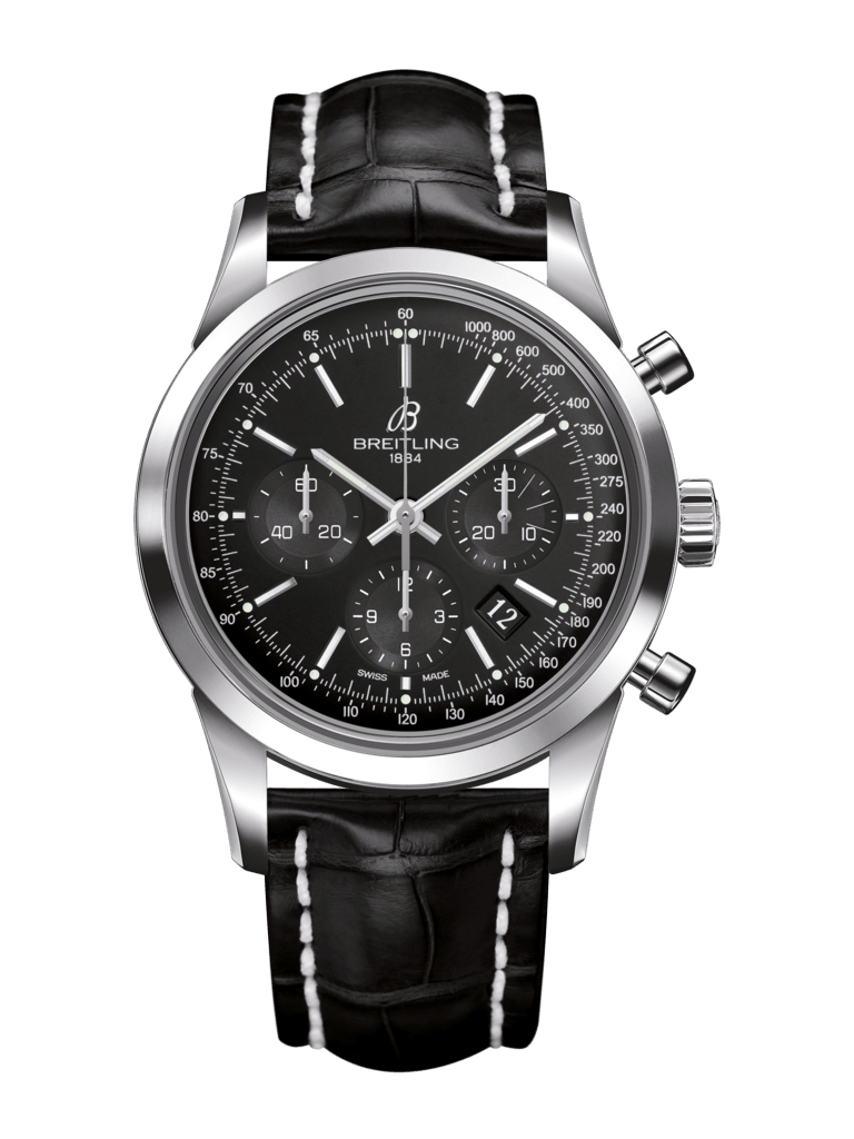 Breitling AB015212/BA99/744P/A20D.1 : Transocean Chronograph Stainless Steel / Black / Croco / Folding