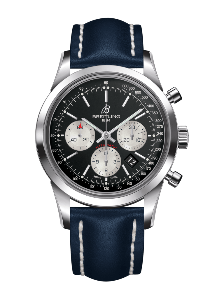 Breitling AB015212/BF26/112X/A20D.1 : Transocean Chronograph Stainless Steel / Reverse Panda / Calf / Folding