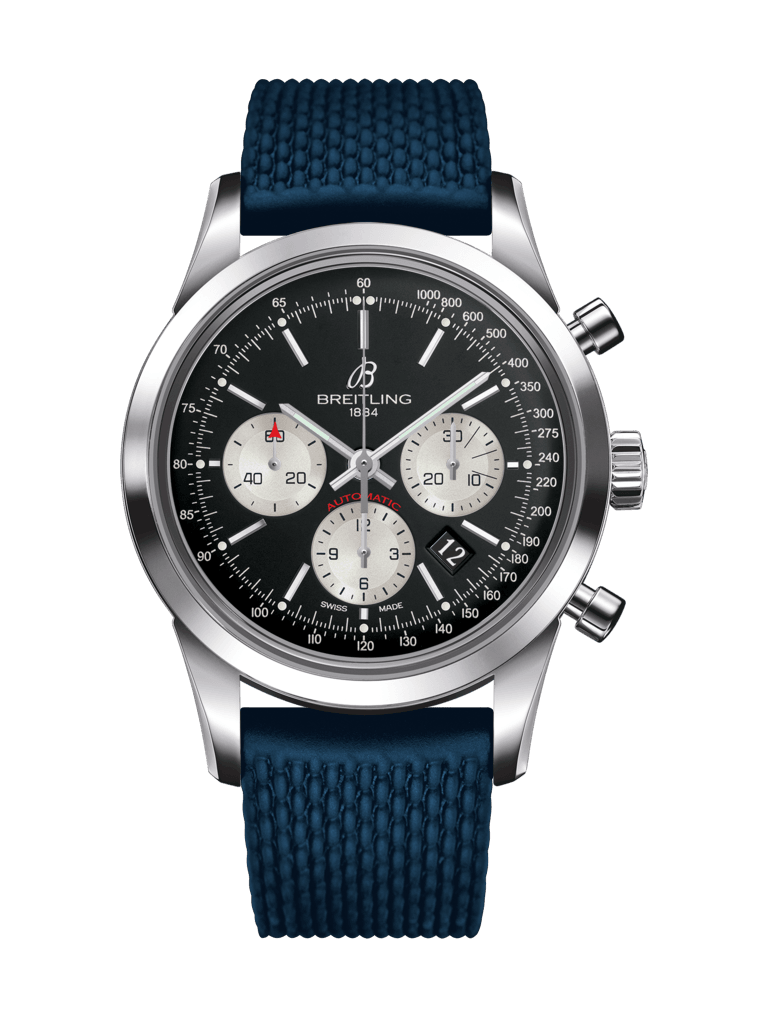 Breitling AB015212/BF26/281S/A20D.2 : Transocean Chronograph Stainless Steel / Reverse Panda / Rubber / Folding