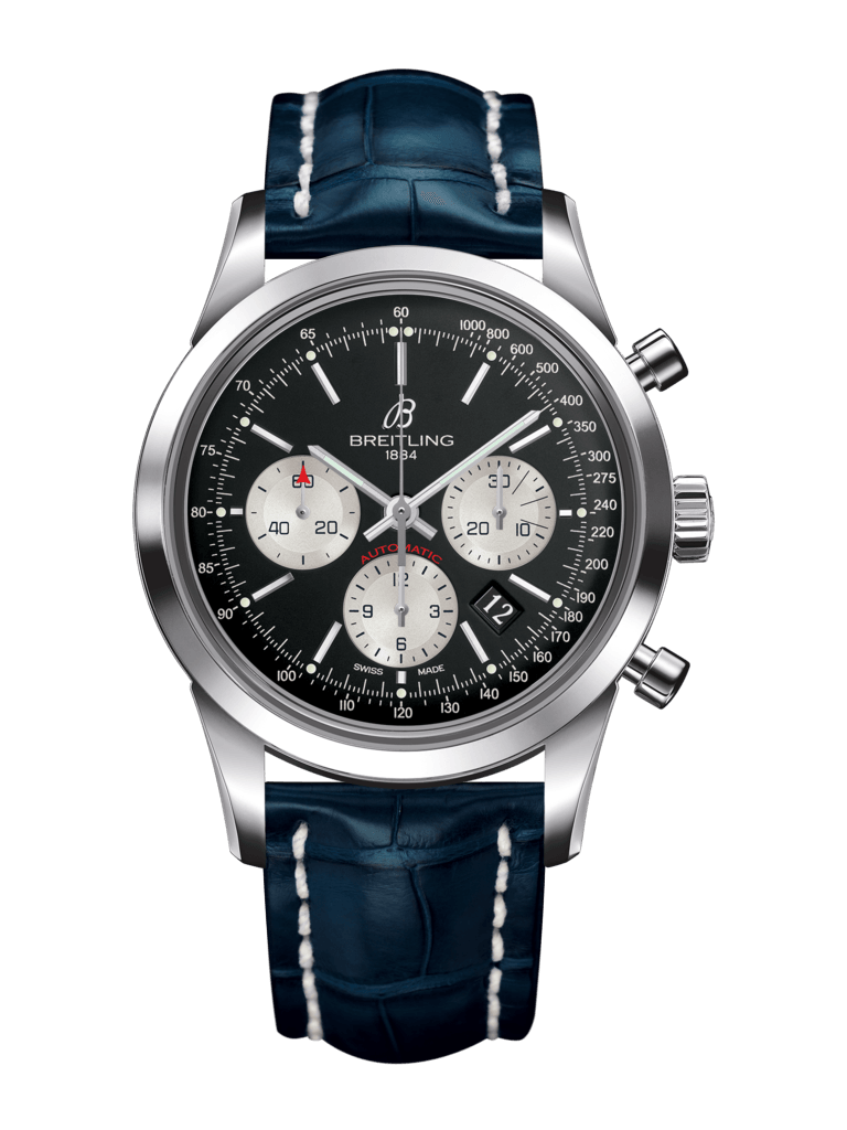 Breitling AB015212/BF26/732P/A20D.1 : Transocean Chronograph Stainless Steel / Reverse Panda / Croco / Folding