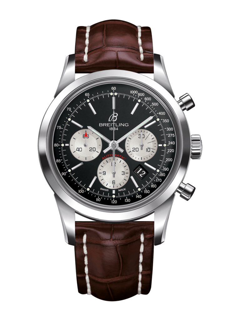 Breitling AB015212/BF26/739P/A20BA.1 : Transocean Chronograph Stainless Steel / Reverse Panda / Croco / Pin