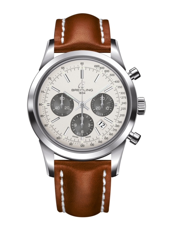Breitling AB015212/G724/433X/A20BA.1 : Transocean Chronograph Stainless Steel / Panda / Calf / Pin