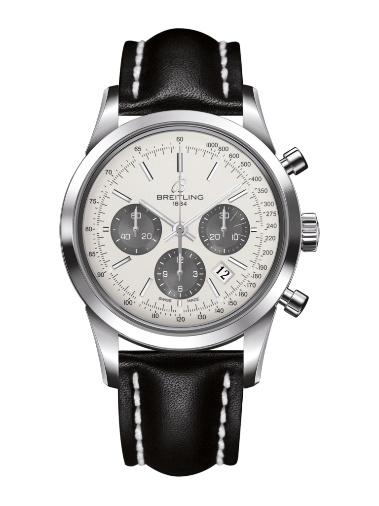 Breitling AB015212/G724/435X/A20BA.1 : Transocean Chronograph Stainless Steel / Panda / Calf / Pin