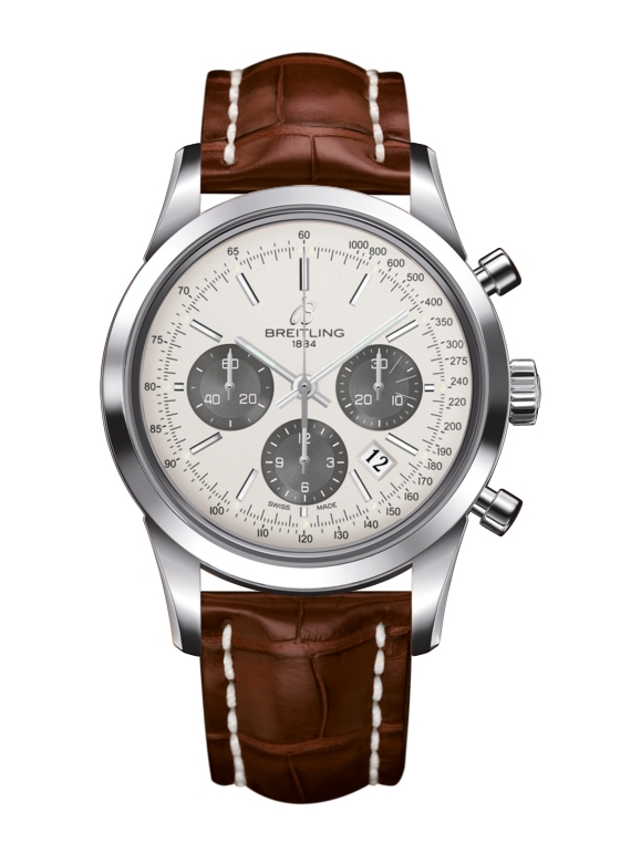 Breitling AB015212/G724/737P/A20BA.1 : Transocean Chronograph Stainless Steel / Panda / Croco / Pin