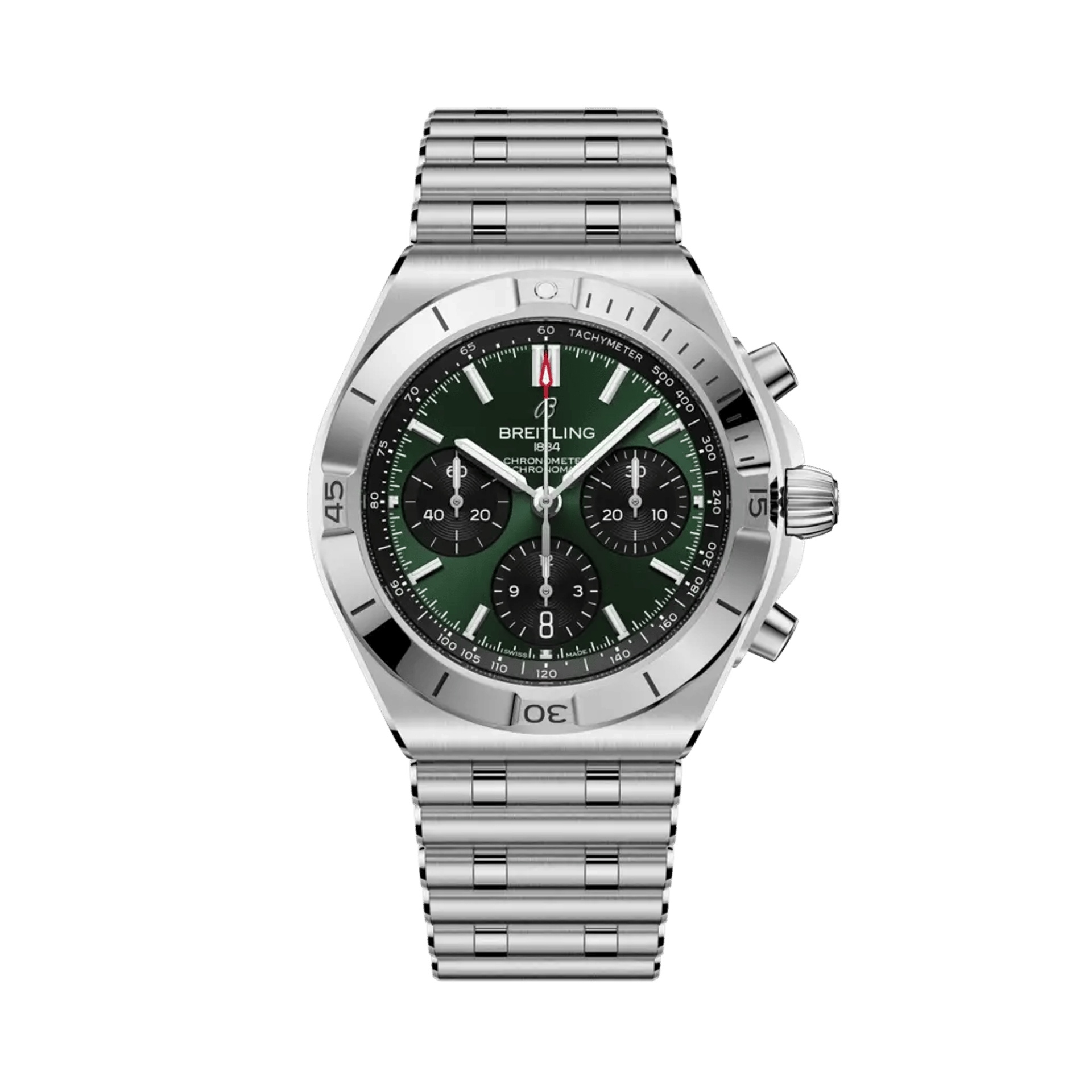 Breitling AB0158101L1A1 : Chronomat B01 42 Stainless Steel / Green / Rouleaux