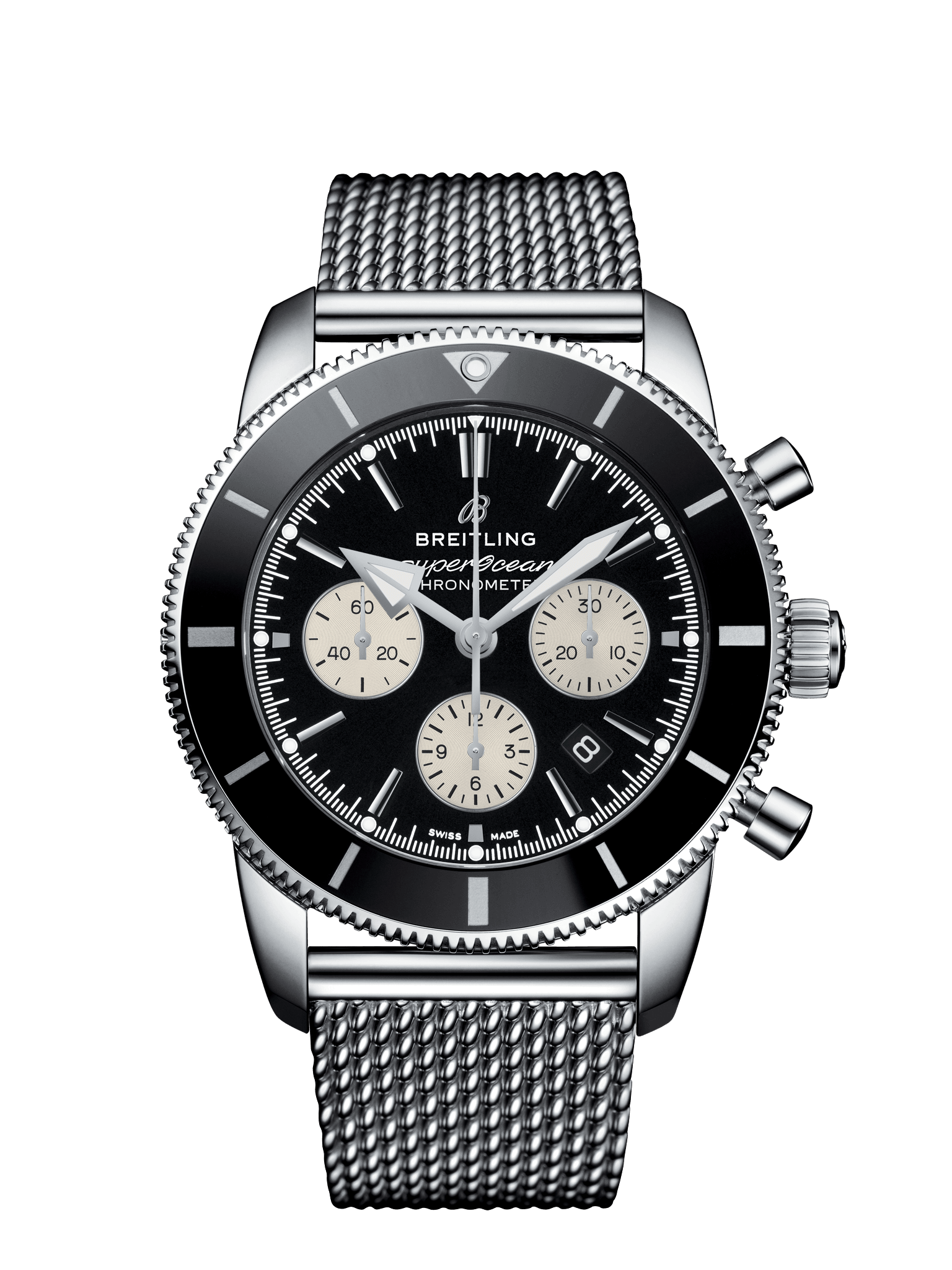 Breitling AB0162121B1A1 : Superocean Heritage II B01 Chronograph 44 Stainless Steel / Black / Bracelet
