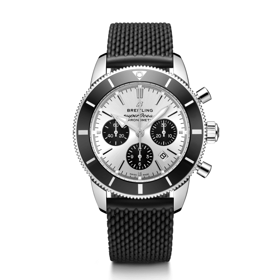 Breitling AB0162121G1S1 : Superocean Heritage II B01 Chronograph 44 Stainless Steel / Silver / Rubber / Folding