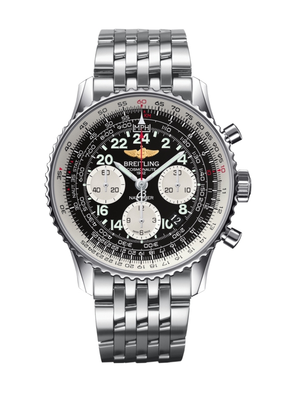 Breitling AB0210B4.BC36.447A : Cosmonaute Stainless Steel / Black  / Bracelet