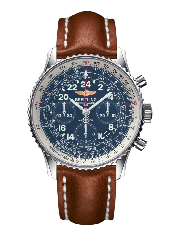 Breitling AB0210B4.C917.433X : Cosmonaute Stainless Steel / Blue / Calf