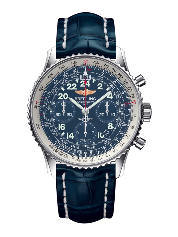 Breitling AB0210B4.C917.731P : Cosmonaute Stainless Steel / Blue / Croco