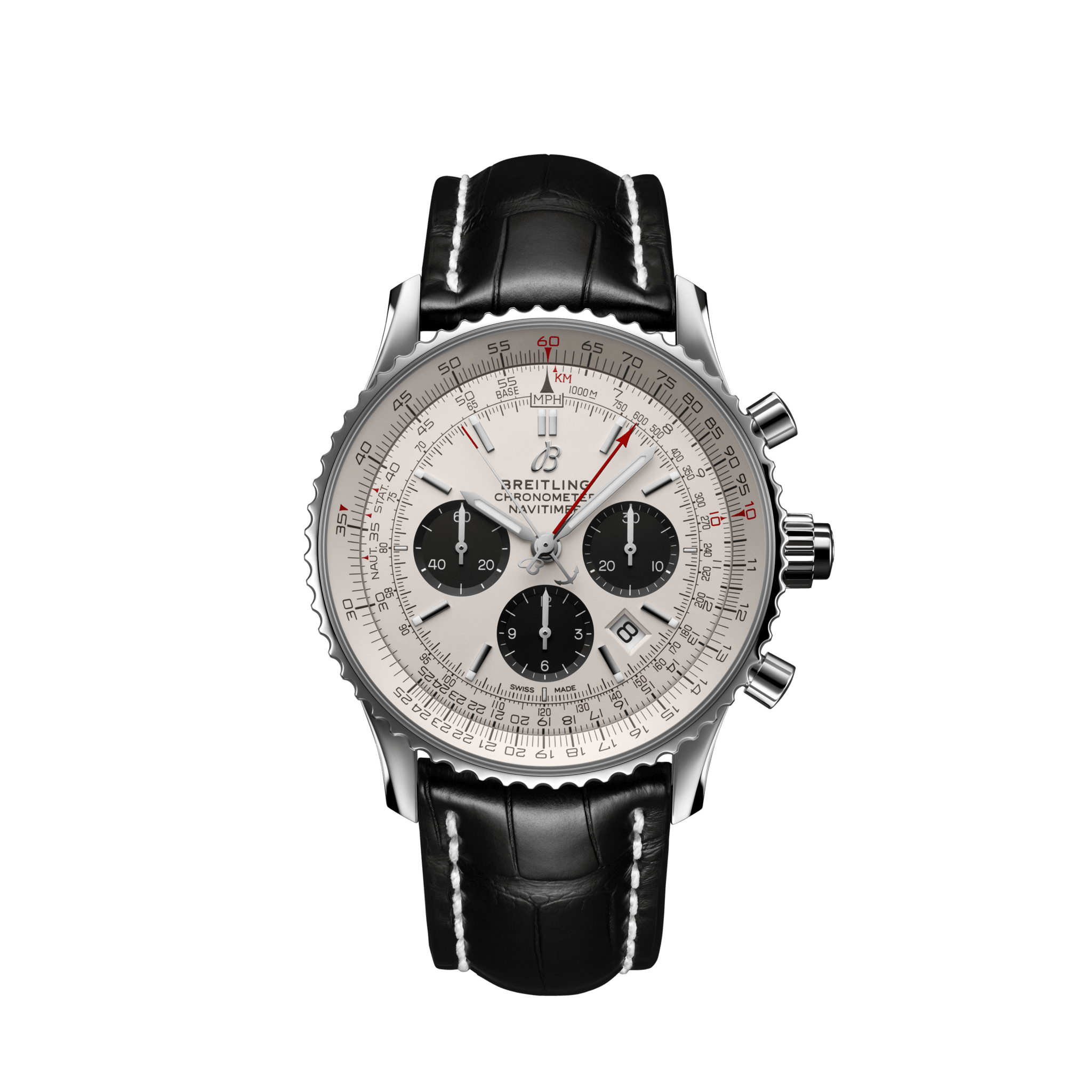 Breitling AB0310211G1P1 : Navitimer Rattrapante Stainless Steel / Silver  / Croco / Folding