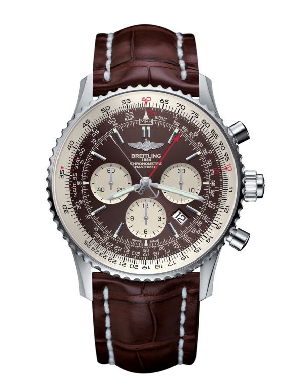 Breitling AB0310211Q1P2 : Navitimer Rattrapante Stainless Steel / Panamerican Bronze / Croco / Pin