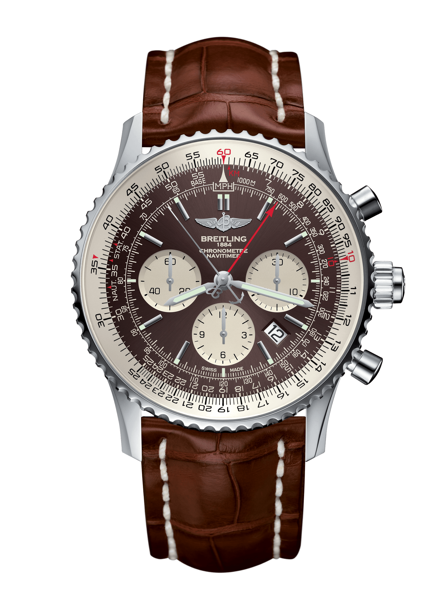 Breitling AB031021/Q615/754P/A20BA.1 : Navitimer Rattrapante Stainless Steel / Panamerican Bronze / Croco / Pin