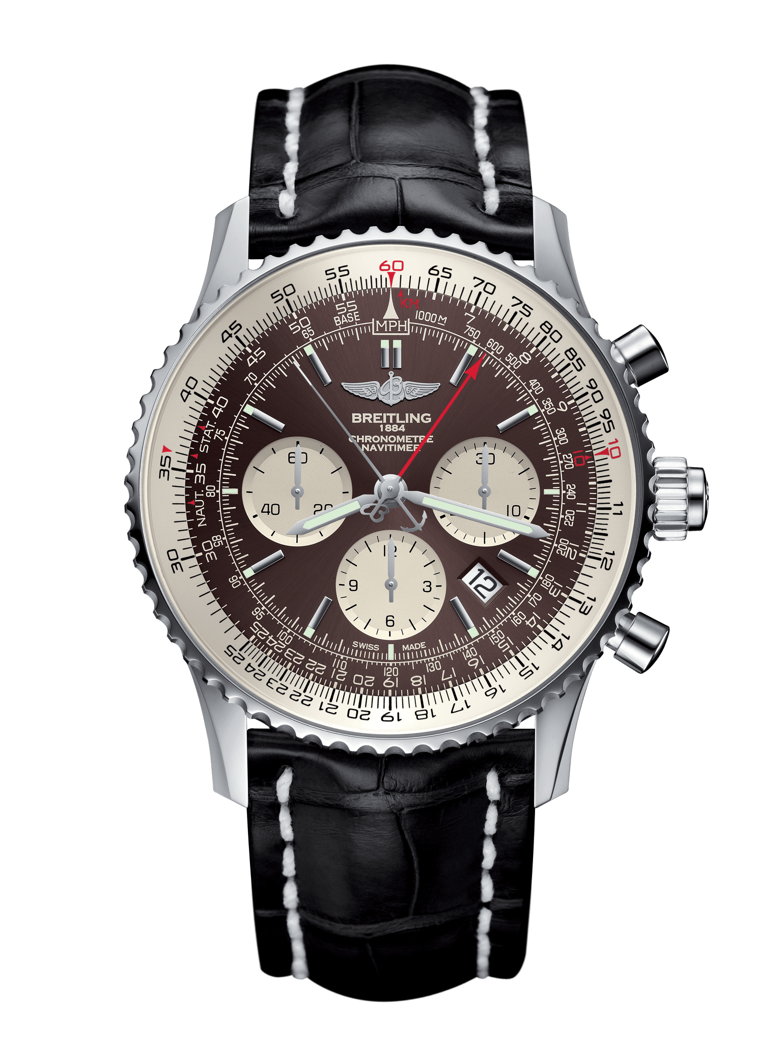 Breitling AB031021/Q615/761P/A20D.1 : Navitimer Rattrapante Stainless Steel / Panamerican Bronze / Croco / Folding