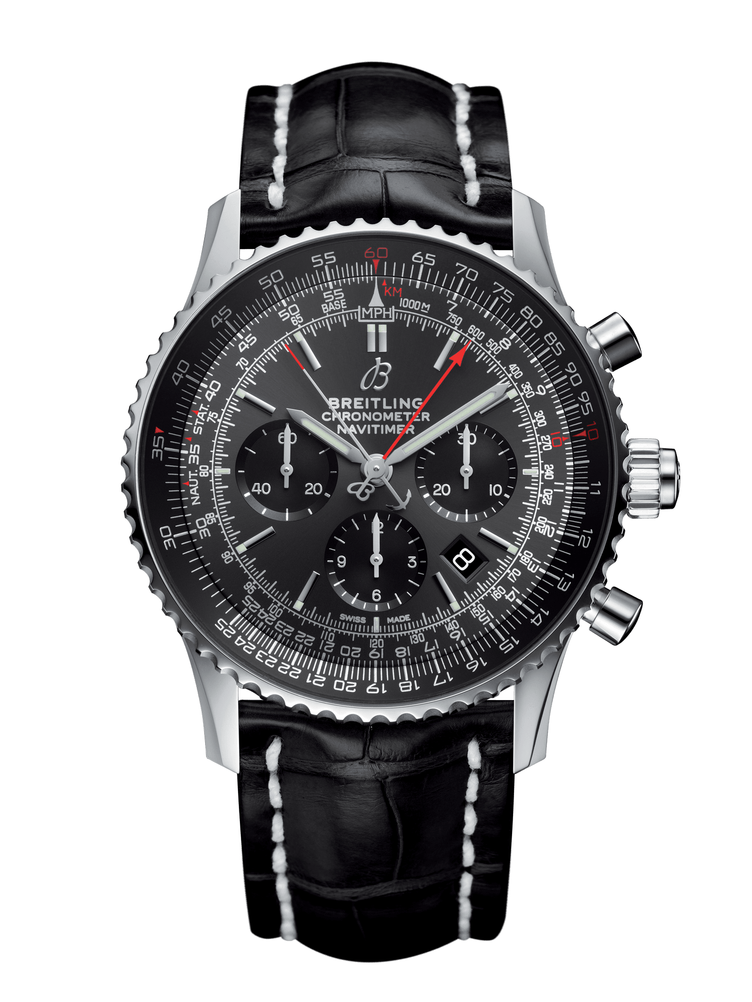 Breitling AB03102A1F1P2 : Navitimer Rattrapante Stainless Steel / Stratos Gray / Croco / Pin / Boutique Edition