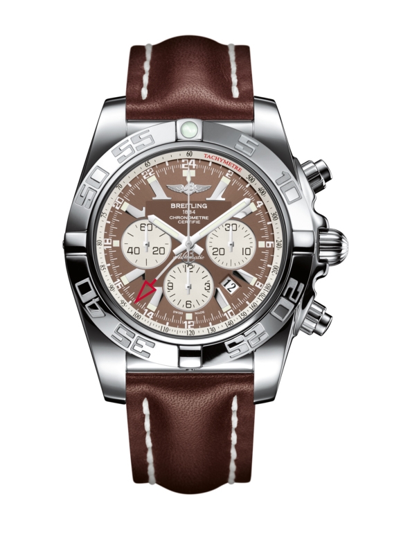 Breitling AB041012.Q586.443X : Chronomat 47 GMT Stainless Steel / Metallica Brown /  Calf