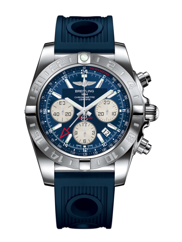 Breitling AB042011.C851.211S : Chronomat 44 GMT Stainless Steel / Metallica Blue / Rubber