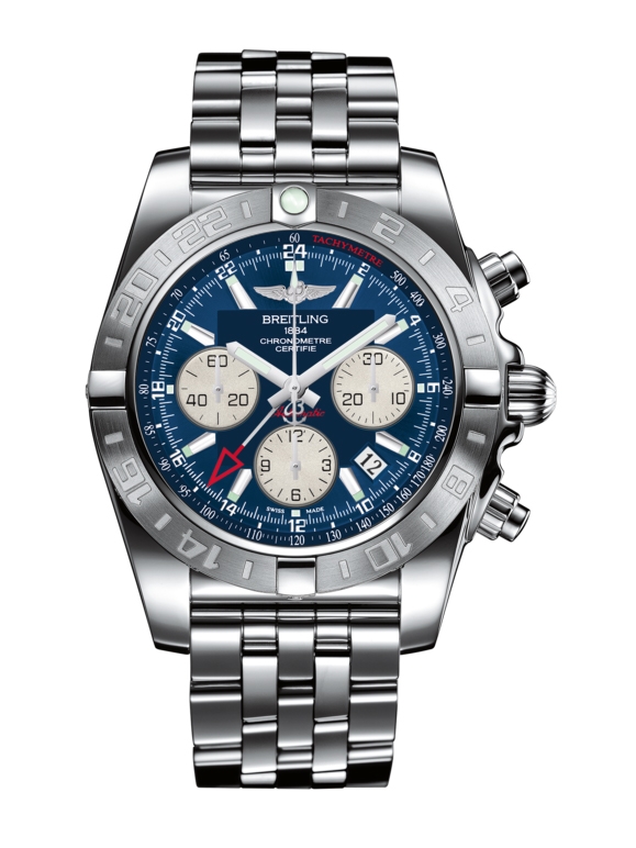 Breitling AB042011.C851.375A : Chronomat 44 GMT Stainless Steel / Metallica Blue / Bracelet