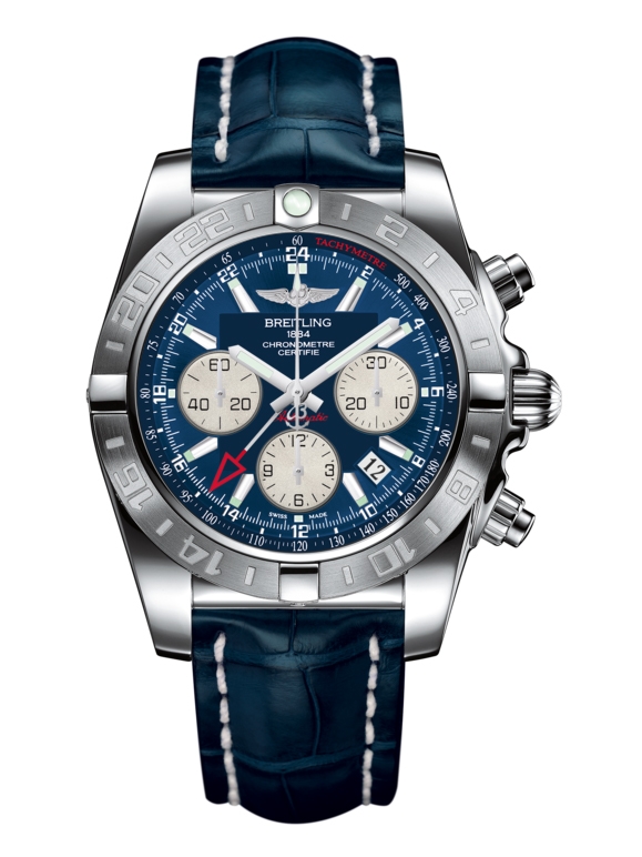 Breitling AB042011.C851.731P : Chronomat 44 GMT Stainless Steel / Metallica Blue / Croco