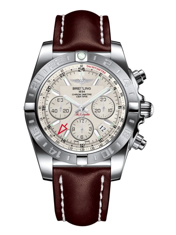 Breitling AB042011.G745.437X : Chronomat 44 GMT Stainless Steel / Sierra Silver / Calf