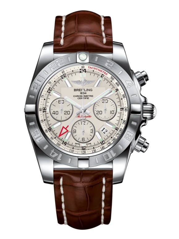 Breitling AB042011.G745.737P : Chronomat 44 GMT Stainless Steel / Sierra Silver / Croco