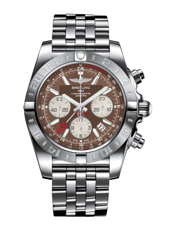 Breitling AB042011.Q589.375A : Chronomat 44 GMT Stainless Steel / Metallica Brown / Bracelet