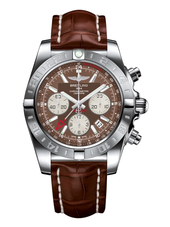 Breitling AB042011.Q589.737P : Chronomat 44 GMT Stainless Steel / Metallica Brown / Croco