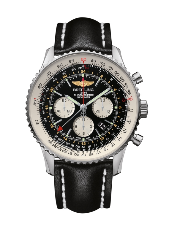 Breitling AB0441211B1X1 : Navitimer GMT Stainless Steel / Black / Calf / Pin