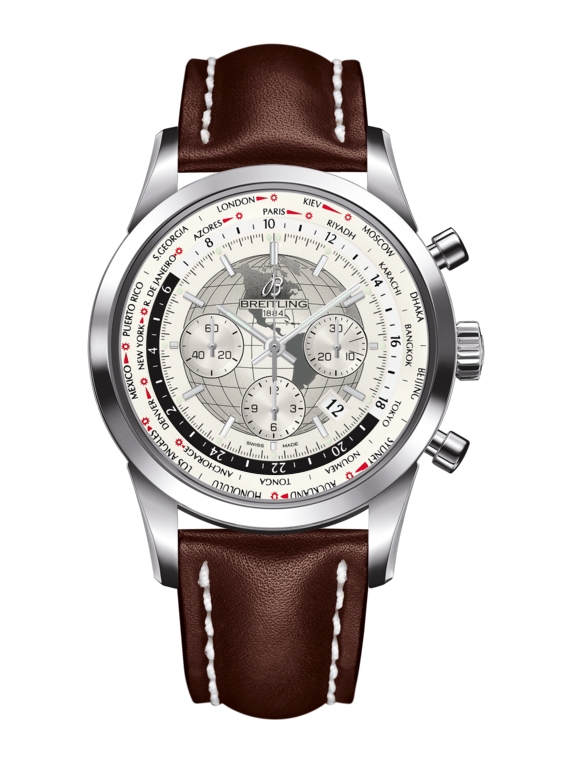 Breitling AB0510U0.A790.443X : Transocean Chronograph Unitime Stainless Steel / Silver / Calf