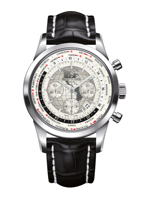Breitling AB0510U0.A790.760P. : Transocean Chronograph Unitime Stainless Steel / Silver / Croco
