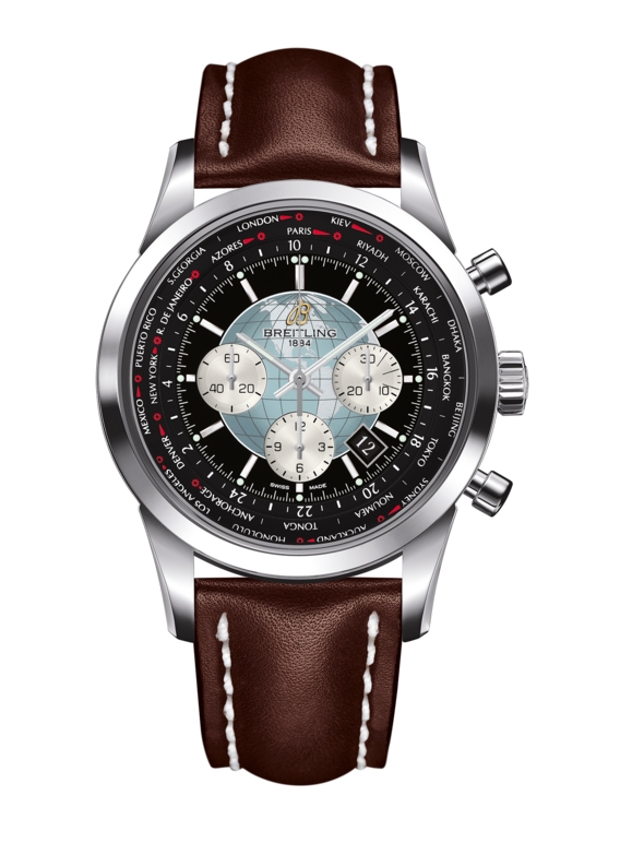 Breitling AB0510U4.BB62.443X : Transocean Chronograph Unitime Stainless Steel / Black / Calf