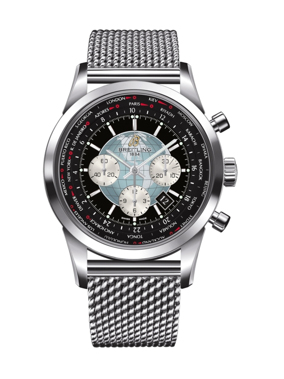 Breitling AB0510U4B.B62.152A : Transocean Chronograph Unitime Stainless Steel / Black / Milanese