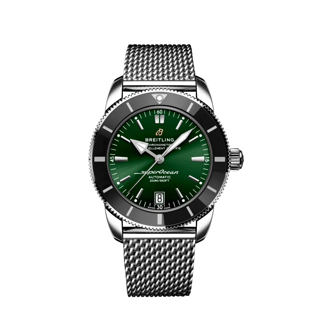 Breitling AB2010121L1A1 : Superocean Heritage II 42 Stainless Steel / Green / Bracelet