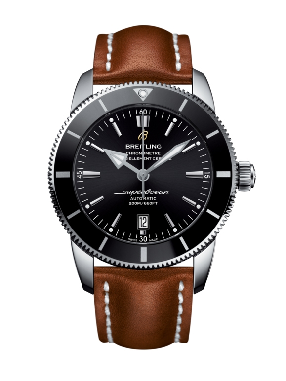 Breitling AB202012/BF74/439X/A20BA.1 : Superocean Heritage II 46 Stainless Steel / Black / Black / Calf / Pin