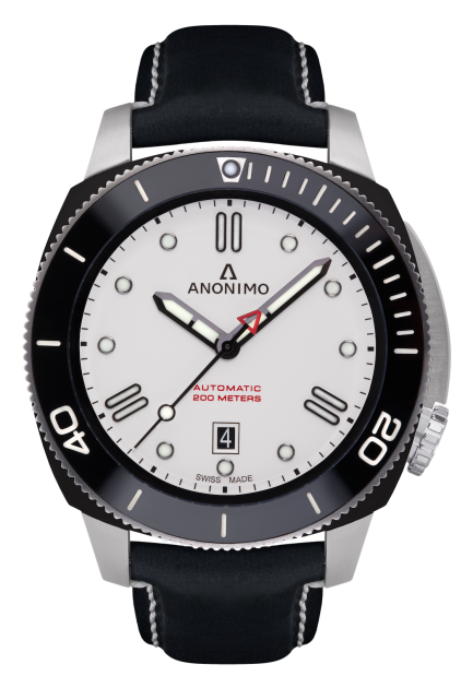 Anonimo AM-1002.05.003.A05 : Nautilo Automatic Stainless Steel / DLC / White / Leather