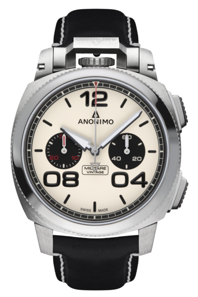 Anonimo AM-1122.01.001.A01 : Militare Chrono Stainless Steel / Panda / Leather