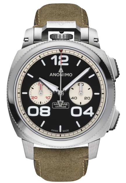 Anonimo AM-1122.01.002.A21 : Militare Chrono Stainless Steel / Black / Leather