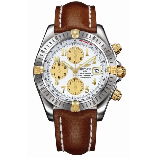 Breitling B1335611/A574 : Chronomat Evolution Stainless Steel / Yellow Gold / White