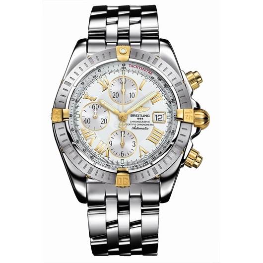 Breitling B1335611/A675 : Chronomat Evolution Stainless Steel / Yellow Gold / Silver - Roman