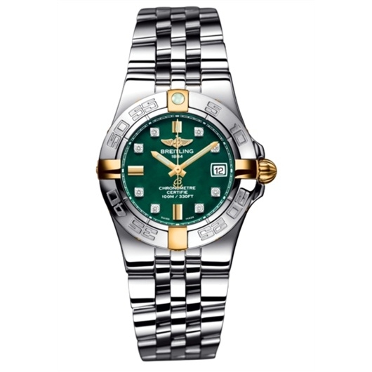Breitling B71340L2.L517.368A : Galactic 30 Two Tone Green / Diamond / Bracelet