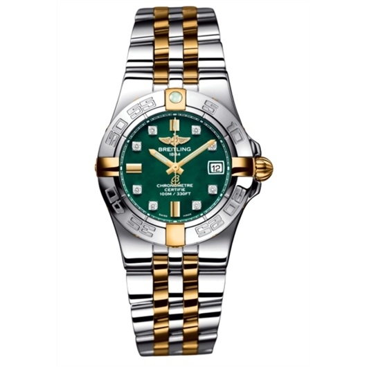 Breitling B71340L2.L517.368D : Galactic 30 Two Tone Green / Diamond / Two Tone Bracelet