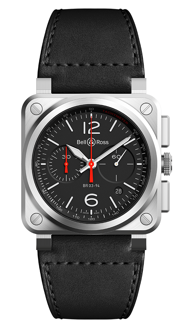 Bell & Ross BR0394-BLC-ST/SCA : BR 03 94 Black Steel Chronograph