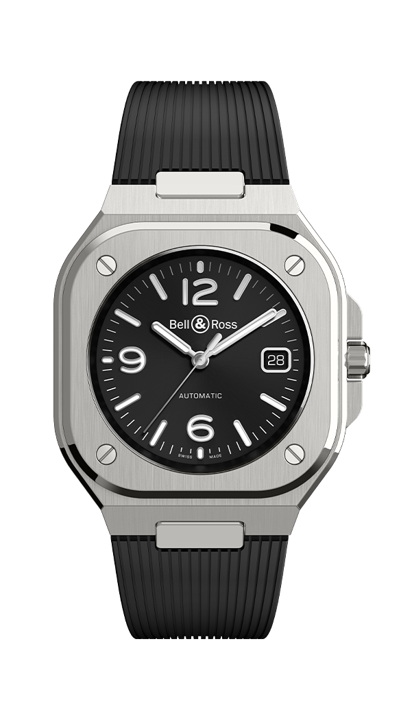 Bell & Ross BR05A-BL-ST/SRB : BR 05 Stainless Steel / Black / Rubber