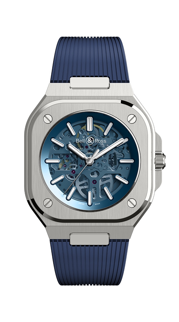 Bell & Ross BR05A-BLU-SKST/SRB : BR 05 Stainless Steel / Skeleton Blue / Strap