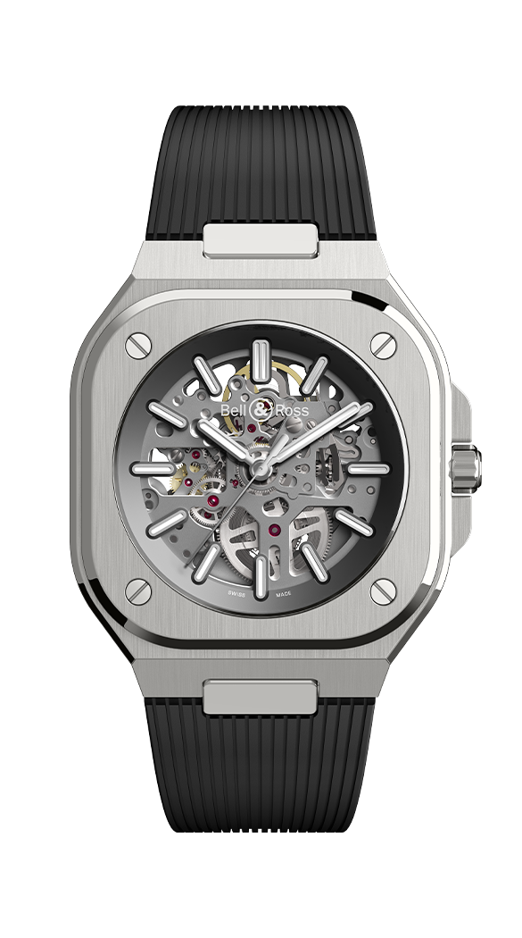 Bell & Ross BR05A-GR-SK-ST/SRB : BR 05 Stainless Steel / Skeleton / Rubber