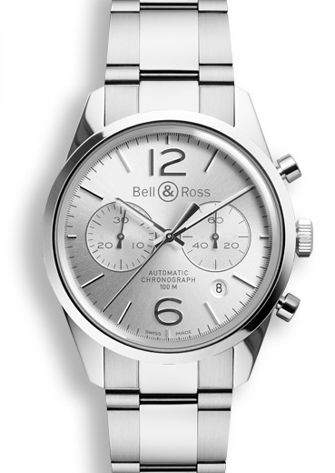 Bell & Ross BRG126WHSTSST : BR 126 Officer Silver Chronograph