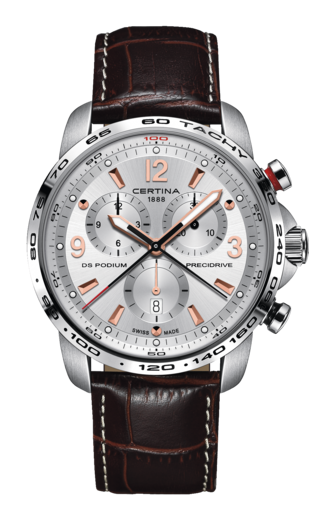 Certina C001.647.16.037.01 : DS Podium Big Size Chrono 1/100 Sec Stainless Steel / Silver / Strap