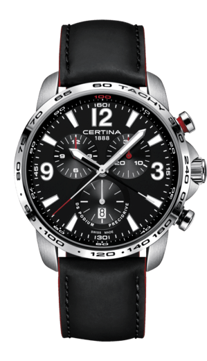 Certina C001.647.16.057.01 : DS Podium Big Size Chrono 1/100 Sec Stainless Steel / Black / Strap